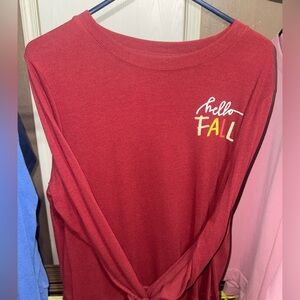 Red 'Hello Fall' Long Sleeve Shirt